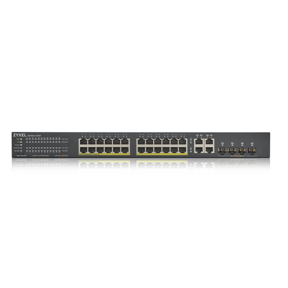 GS192024HPV2-GB0101F Zyxel GS1920-24HPv2 Managed L2/L3/L4 Gigabit Ethernet (10/100/1000) Power over Ethernet (PoE) Black