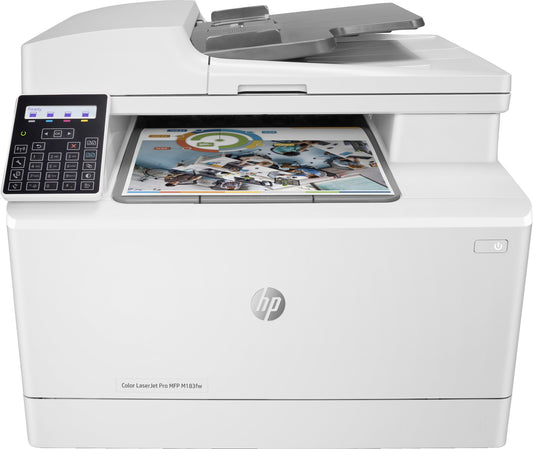 7KW56A#B19 HP Color LaserJet Pro MFP M183fw, Print, Copy, Scan, Fax, 35-sheet ADF; Energy Efficient; Strong Security; Dualband Wi-Fi