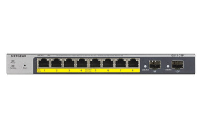 GS110TP-300EUS NETGEAR GS110TP — 10-Port Gigabit Ethernet Smart Switch with 8 PoE Ports and 2 Dedicated SFP Ports